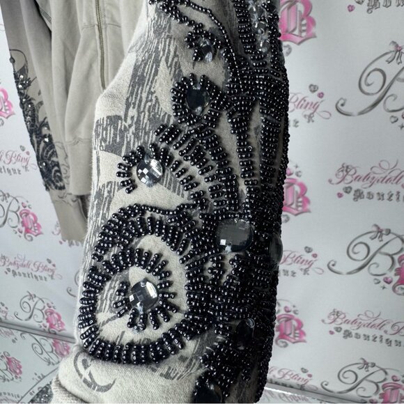 Guess sweater embroidered beads rhinestone jewels tattoo style ombré vintage - Picture 12 of 14
